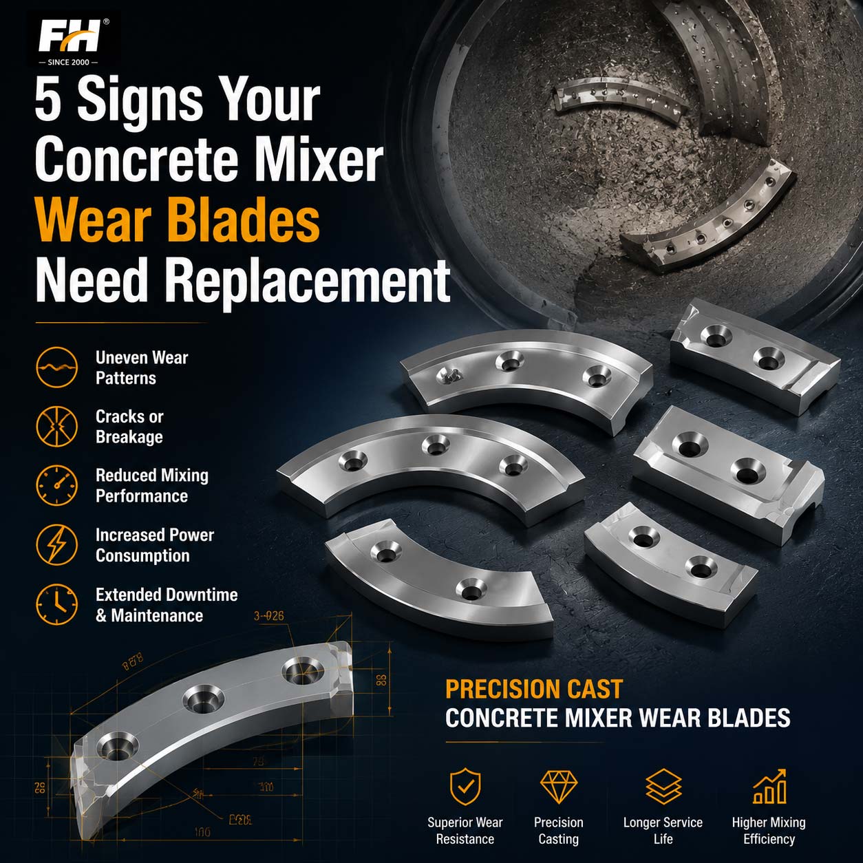 5 Signs Your Concrete Mixer Wear Blades Need Replacement